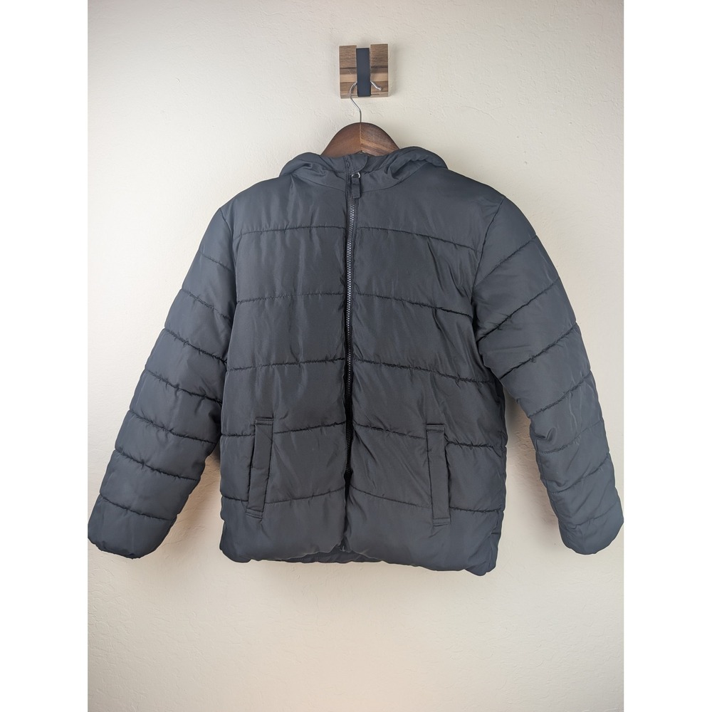 Swiss Tech Boys Puffer Jacket Black Hooded Fleece Lined Coat Youth Large 10-12